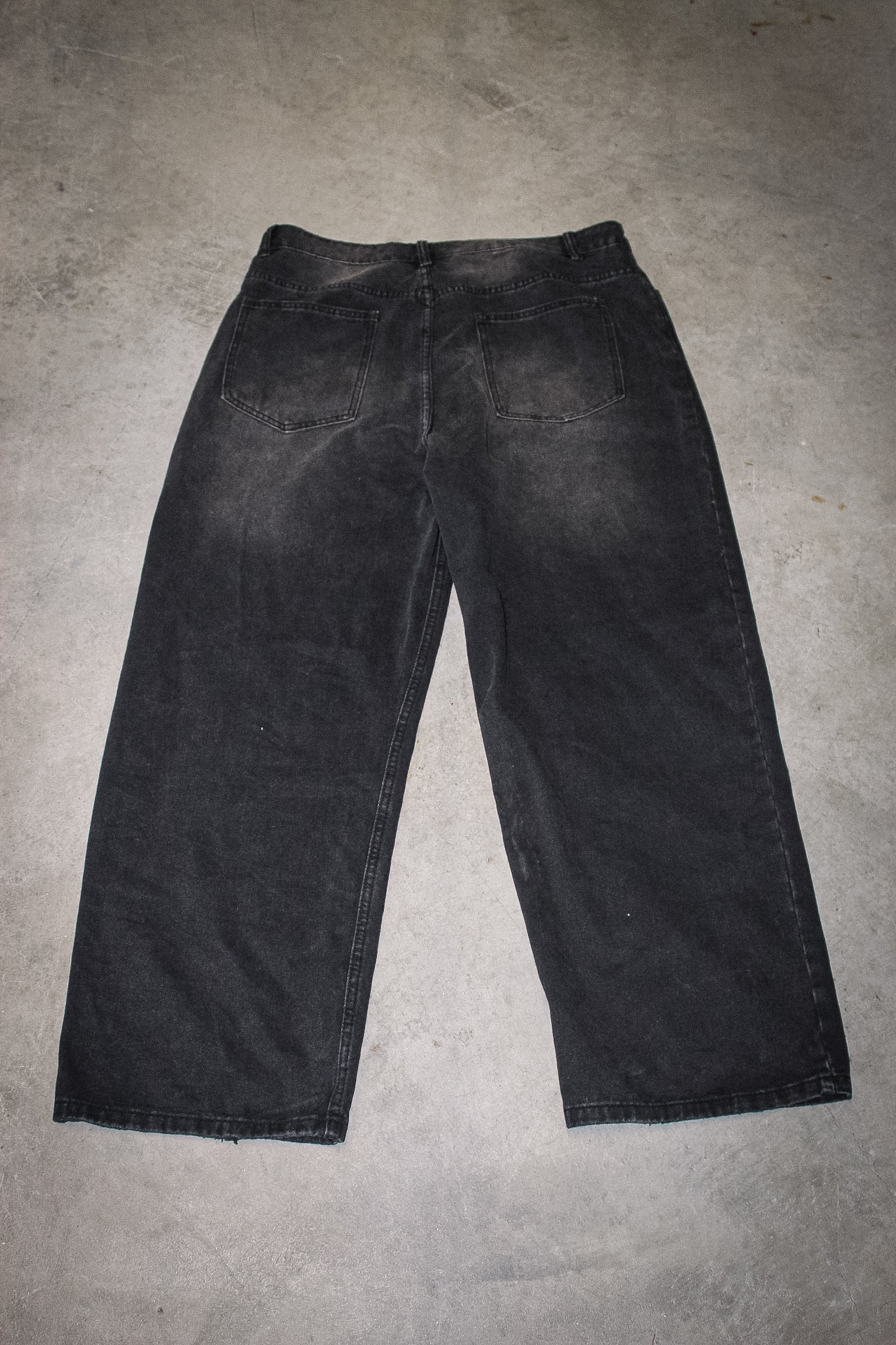 Black Baggy Light Acid Washed Denim Pants